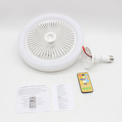Лампа-вентилятор в патрон Е27 + пульт, CHP-006, Біла / LED люстра з вентилятором / Стельовий лед вентилятор