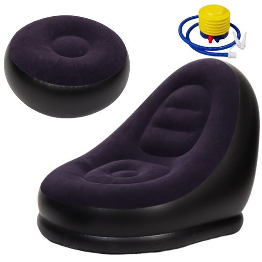 Надувний диван з пуфом Air Sofa - 116х98х83см, Фіолетовий / Надувне крісло з пуфом