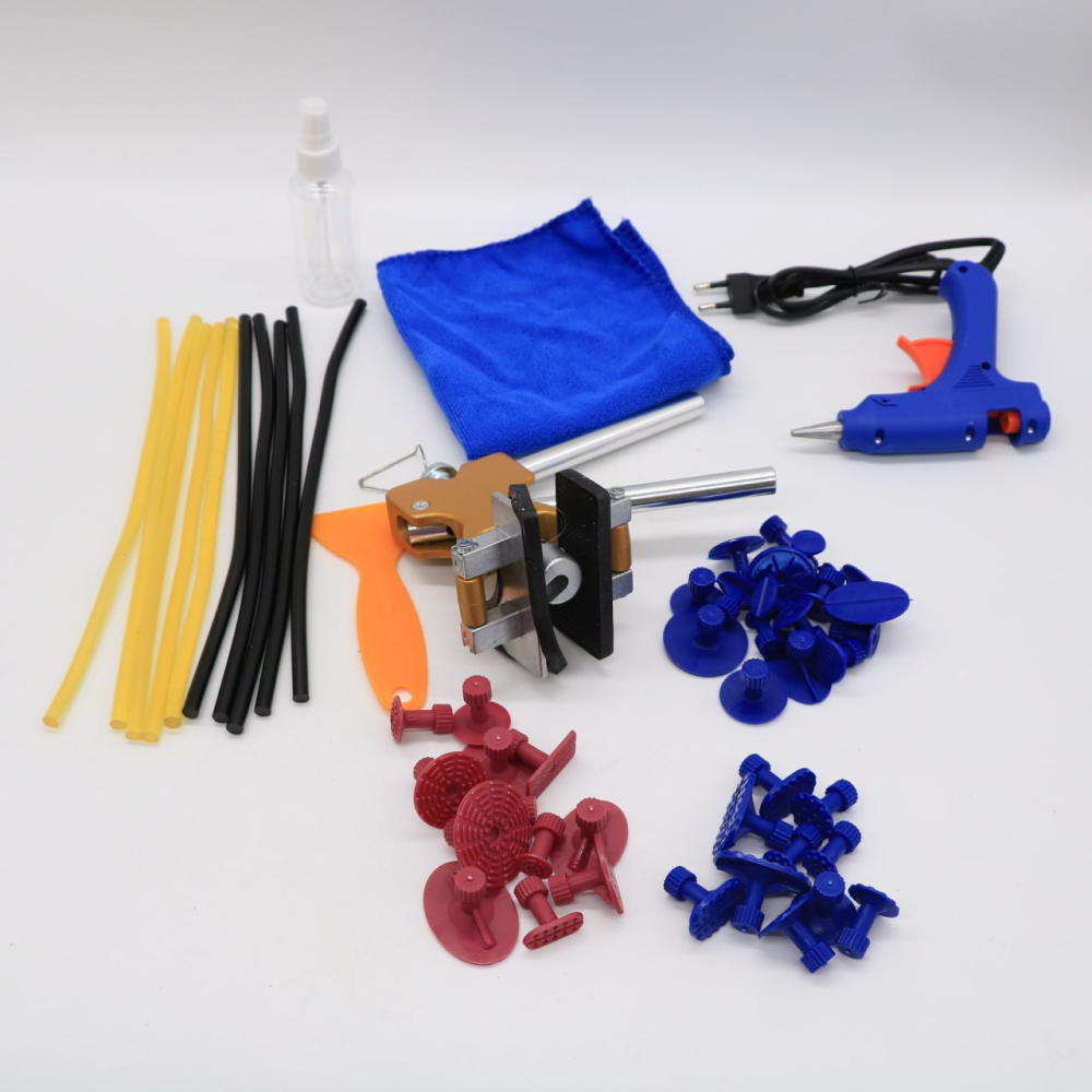 Набір для видалення вм'ятин без фарбування з комплектом грибків + клей / Професійний набір для рихтування авто