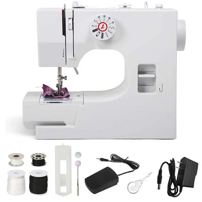 Домашня швейна машинка з педаллю від мережі YASM-825 / Міні-швейна машинка з оверлочним рядком