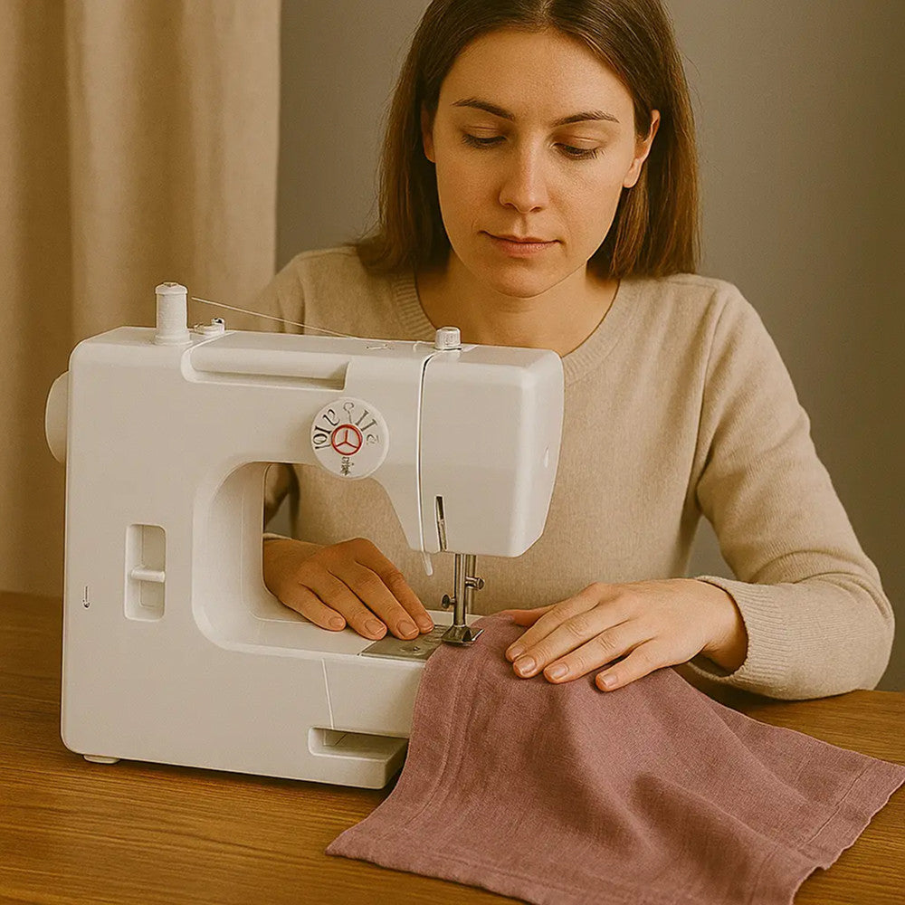 Домашня швейна машинка з педаллю від мережі YASM-825 / Міні-швейна машинка з оверлочним рядком
