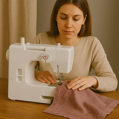 Домашня швейна машинка з педаллю від мережі YASM-825 / Міні-швейна машинка з оверлочним рядком