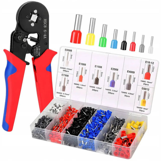 Кліщі обтискні (4 кулачки) + Набір наконечників 1200шт, HSC8-4A / Кримпер / Обтиск для клем