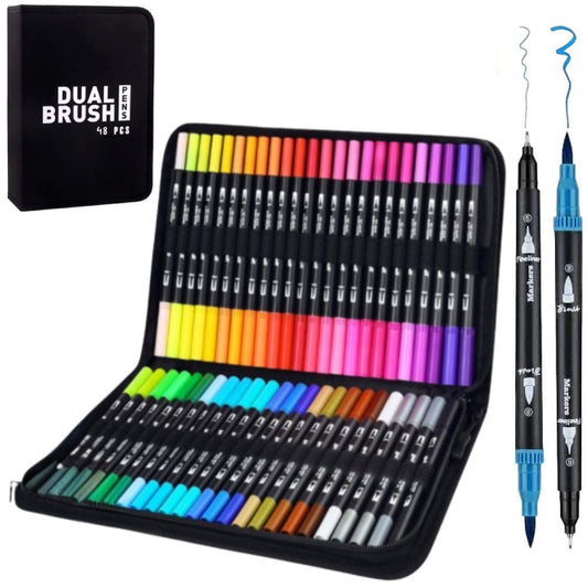 Акварельні маркери двосторонні 48шт з сумкою, Color pencil / Набір для малювання / Маркери для малювання