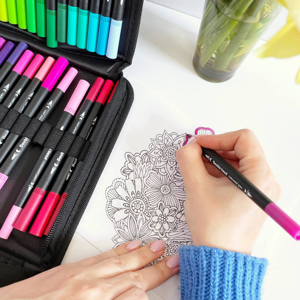 Акварельні маркери двосторонні 48шт з сумкою, Color pencil / Набір для малювання / Маркери для малювання