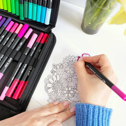 Акварельні маркери двосторонні 48шт з сумкою, Color pencil / Набір для малювання / Маркери для малювання