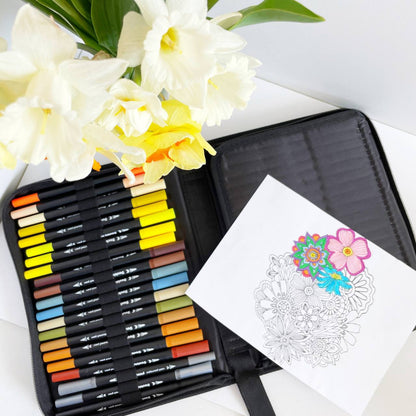 Акварельні маркери двосторонні 48шт з сумкою, Color pencil / Набір для малювання / Маркери для малювання