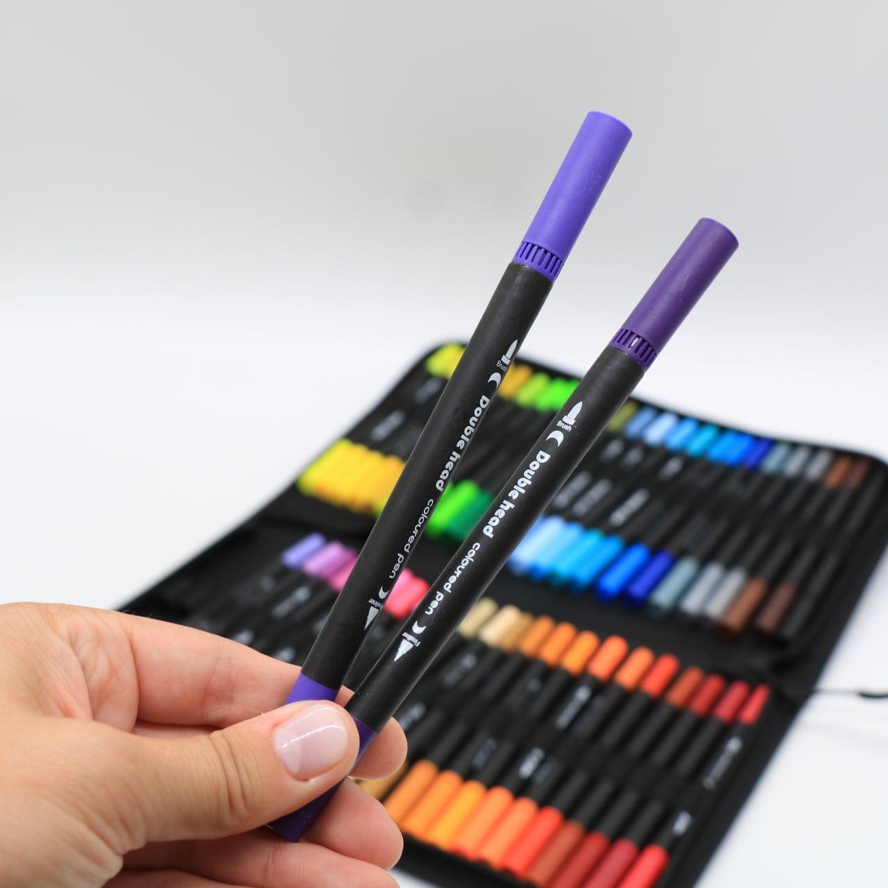 Акварельні маркери двосторонні 48шт з сумкою, Color pencil / Набір для малювання / Маркери для малювання