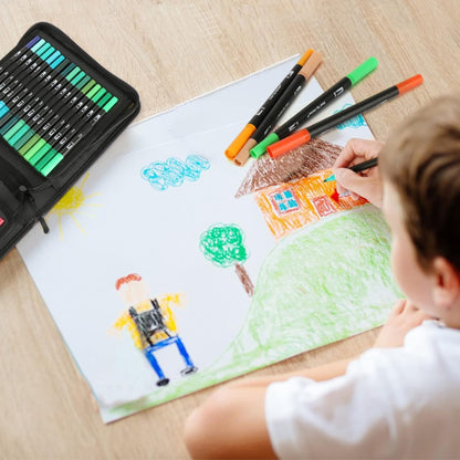 Акварельні маркери двосторонні 60шт з сумкою, Color pencil / Набір для малювання / Маркери для малювання