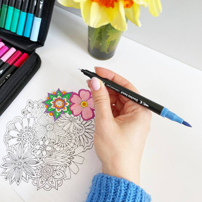 Акварельні маркери двосторонні 100шт у пеналі, Color pencil / Набір для малювання / Скетч маркери для малювання