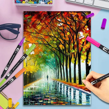 Акварельні маркери двосторонні 100шт у пеналі, Color pencil / Набір для малювання / Скетч маркери для малювання