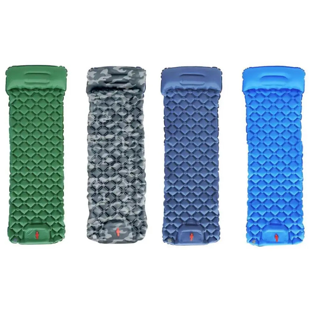 Надувний каремат з подушкою та вбудованим насосом, 225х70см, Камуфляж / Туристичний каремат / Надувний килимок