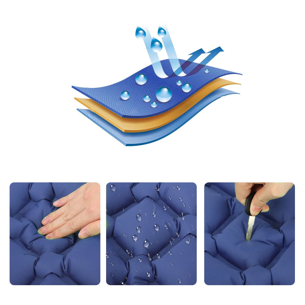 Надувний каремат з подушкою та вбудованим насосом, 225х70см, Синій / Туристичний каремат / Надувний килимок