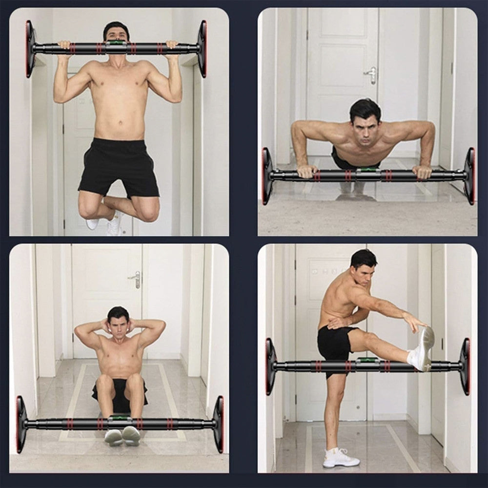 Розсувний турнік з кільцями до 150кг, 121-160см / Планка-турнік для підтягування / Турнік у дверний отвір