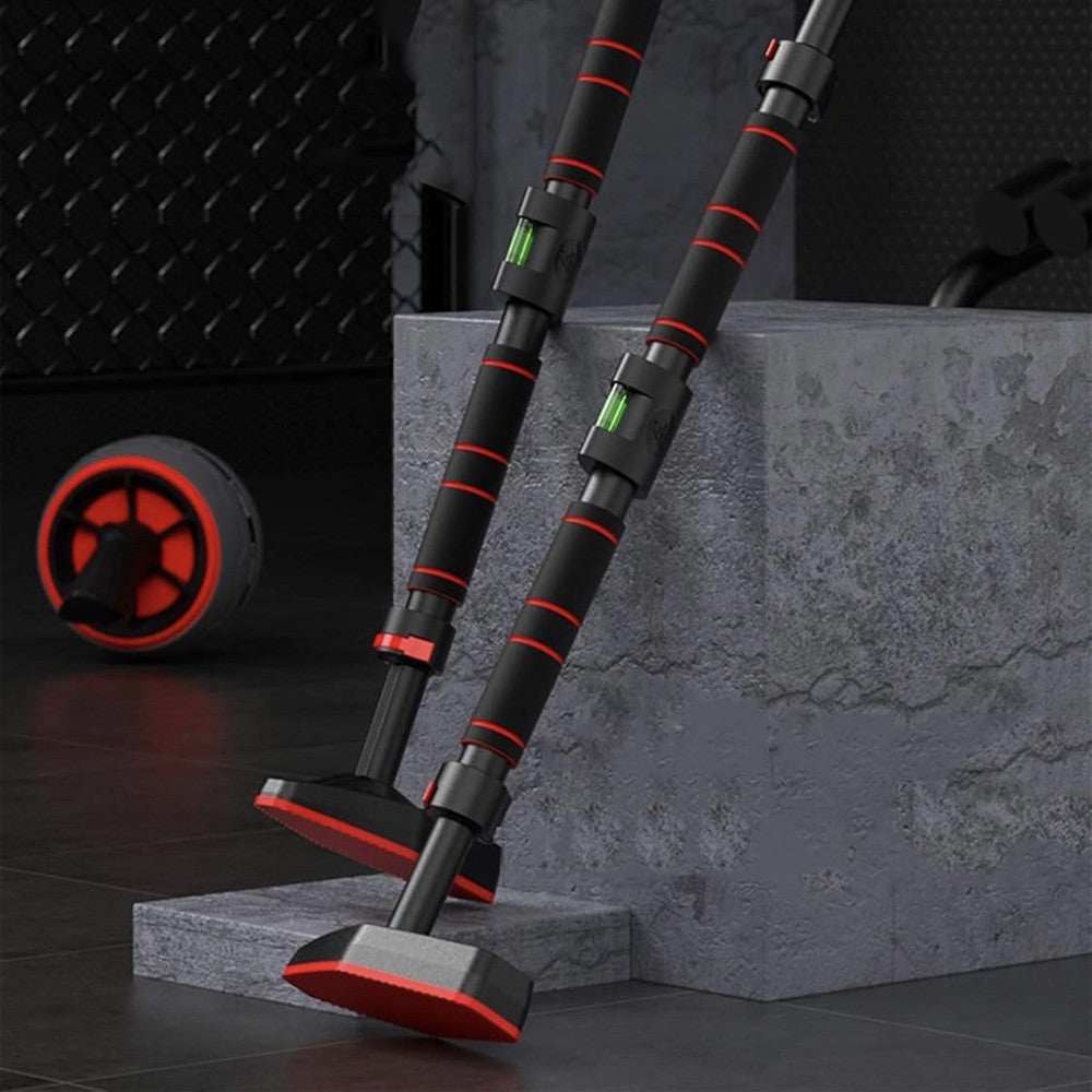 Розсувний турнік з кільцями до 150кг, 121-160см / Планка-турнік для підтягування / Турнік у дверний отвір