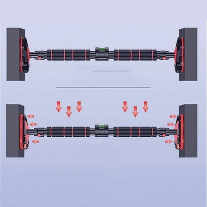 Розсувний турнік з кільцями до 150кг, 121-160см / Планка-турнік для підтягування / Турнік у дверний отвір
