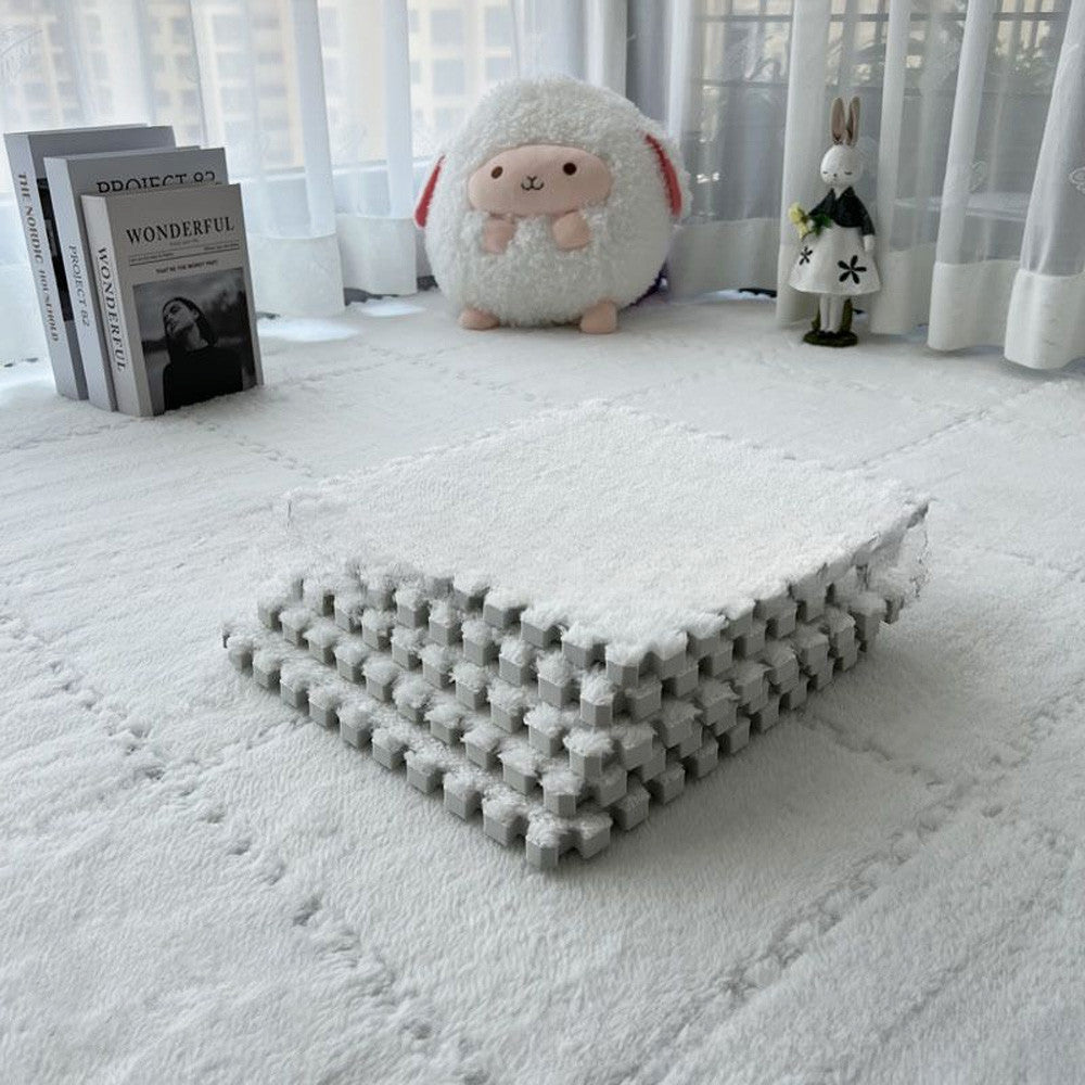 Килимок-пазл з плюшевим покриттям, 10 деталей (30х30см), Сірий / М'який пазл для підлоги / Дитячий килимок-пазл