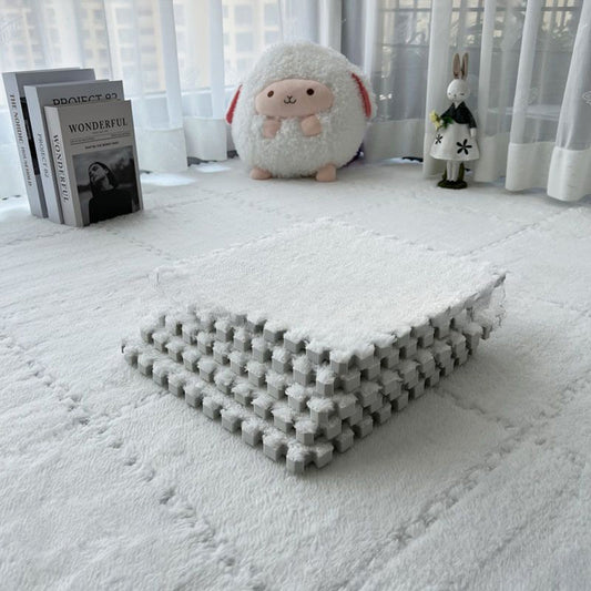 Килимок-пазл з плюшевим покриттям, 10 деталей (30х30см), Сірий / М'який пазл для підлоги / Дитячий килимок-пазл