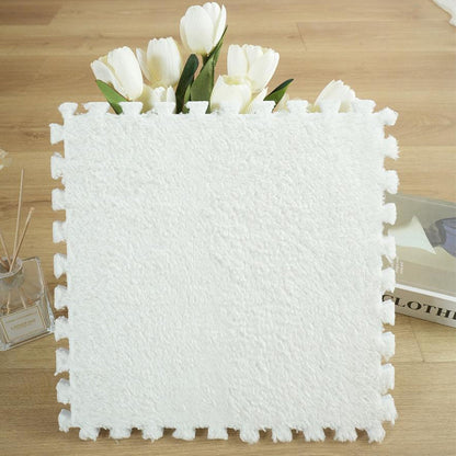 Килимок-пазл з плюшевим покриттям, 10 деталей (30х30см), Сірий / М'який пазл для підлоги / Дитячий килимок-пазл