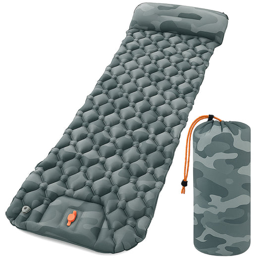 Надувний каремат з подушкою та вбудованим насосом, 225х70см, Камуфляж / Туристичний каремат / Надувний килимок