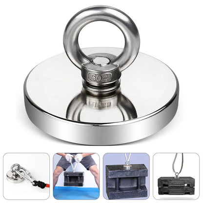 Неодимовий магніт 90мм - 350кг у корпусі із зовнішнім кільцем / Пошуковий магніт / Магніт для пошуків металу