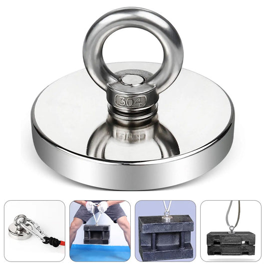 Неодимовий магніт 90мм - 350кг у корпусі із зовнішнім кільцем / Пошуковий магніт / Магніт для пошуків металу