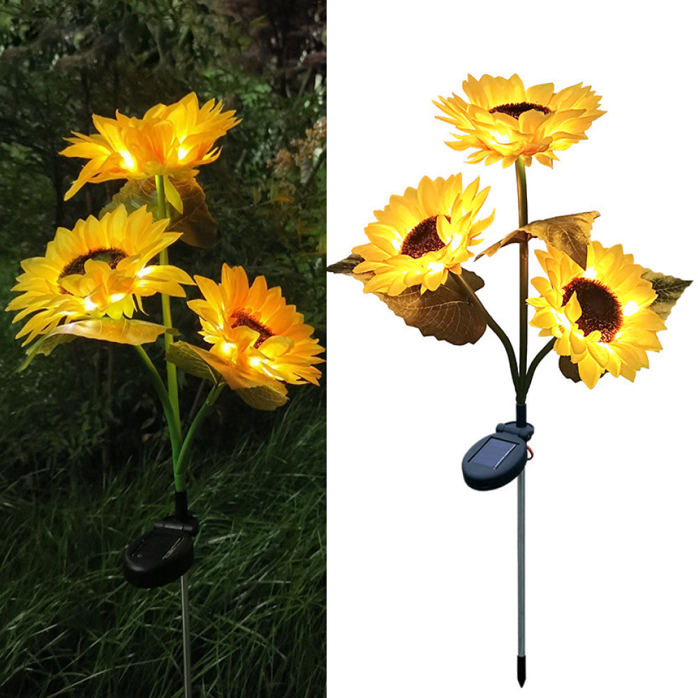 Садовий світильник на сонячній батареї 42,5 см, Соняшник, 1шт / Газонний світильник / Вуличний ліхтар у грунт