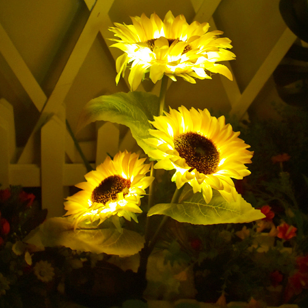 Садовий світильник на сонячній батареї 42,5 см, Соняшник, 1шт / Газонний світильник / Вуличний ліхтар у грунт