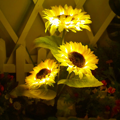 Садовий світильник на сонячній батареї 42,5 см, Соняшник, 1шт / Газонний світильник / Вуличний ліхтар у грунт