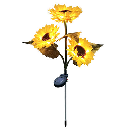 Садовий світильник на сонячній батареї 42,5 см, Соняшник, 1шт / Газонний світильник / Вуличний ліхтар у грунт