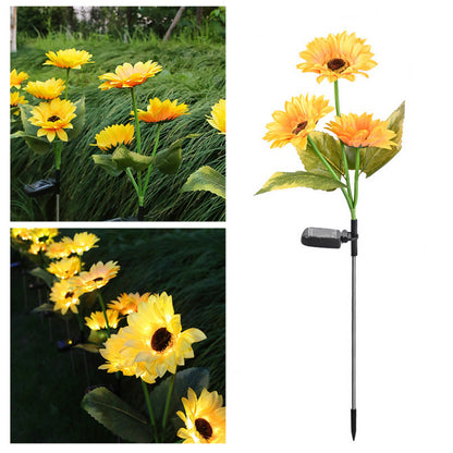 Садовий світильник на сонячній батареї 42,5 см, Соняшник, 1шт / Газонний світильник / Вуличний ліхтар у грунт