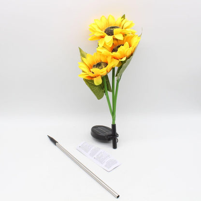 Садовий світильник на сонячній батареї 42,5 см, Соняшник, 1шт / Газонний світильник / Вуличний ліхтар у грунт