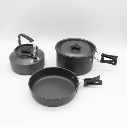 Набір туристичного посуду (каструля, сковорода, чайник) GL-C31 / Похідний набір посуду для кемпінгу