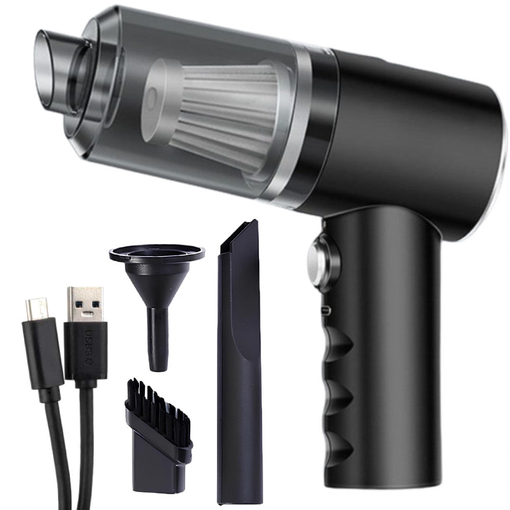 Автомобільний пилосос 120W + 3 насадки, від USB, AS-228 / Акумуляторний пилосос для машини / Бездротовий пилосос