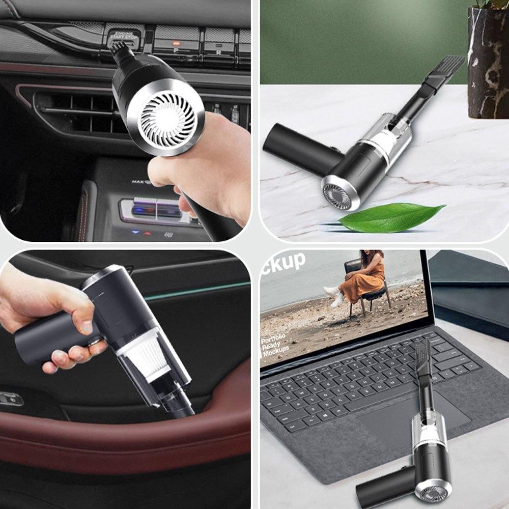Автомобільний пилосос 120W + 3 насадки, від USB, AS-228 / Акумуляторний пилосос для машини / Бездротовий пилосос