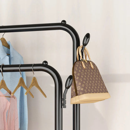 Подвійна вішалка для одягу + 2 полиці, 162х96х44см, до 40 кг / Підлогова стійка для одягу / Стійка-вішалка