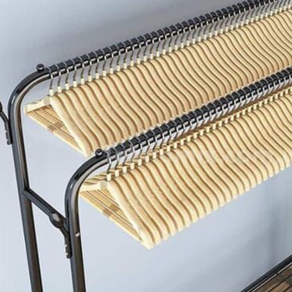 Подвійна вішалка для одягу + 2 полиці, 162х96х44см, до 40 кг / Підлогова стійка для одягу / Стійка-вішалка