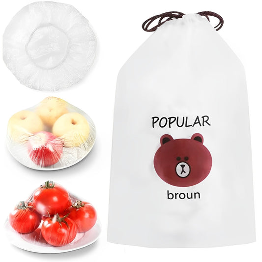Поліетиленові пакети на резинці, 100 шт, Freshness storage bag / Пакети кришки для їжі / Харчовий пакет