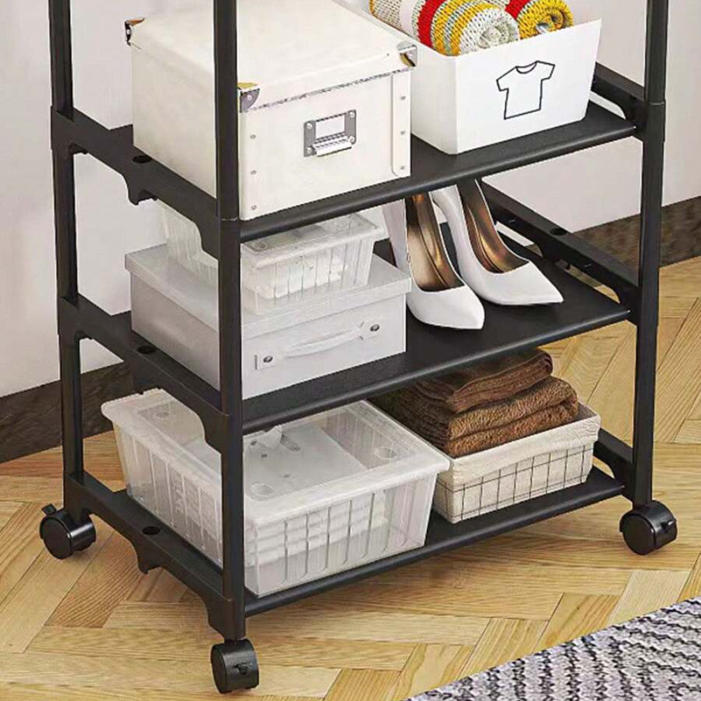 Подвійна вішалка для одягу на 3 полиці (98х58х164см) / Підлогова стійка для речей / Стійка-вішалка в передпокій