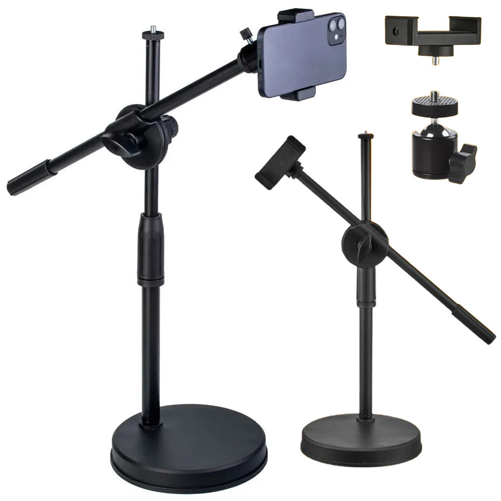 Штатив журавель для телефону з кріпленням під лампу 35-60 см, HA-19 / Настільний тримач для телефону