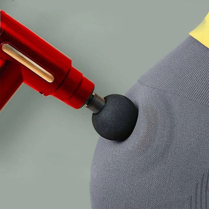 Ручний масажер перкусійний + 4 насадки, з USB, Gun Massager, Червоний / Портативний масажер / Вібромасажер для тіла
