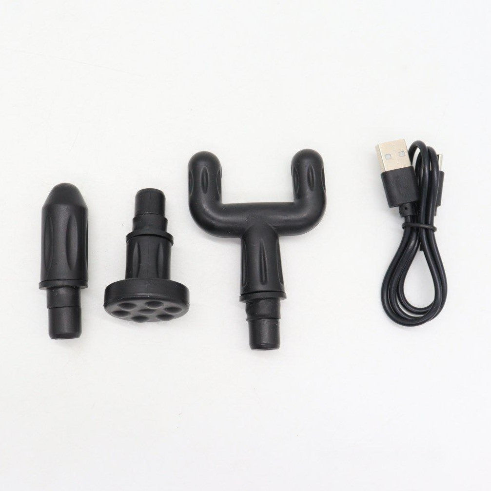 Ручний масажер перкусійний + 4 насадки, з USB, Gun Massager, Зелений / Портативний масажер / Вібромасажер для тіла