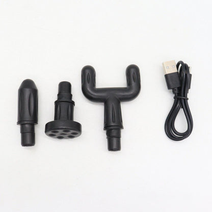 Ручний масажер перкусійний + 4 насадки, з USB, Gun Massager, Сірий / Портативний масажер / Вібромасажер для тіла