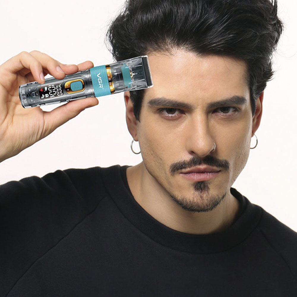 Акумуляторна машинка для стрижки волосся + 6 насадок, з USB, VGR V-695 / Бездротовий тример для стрижки