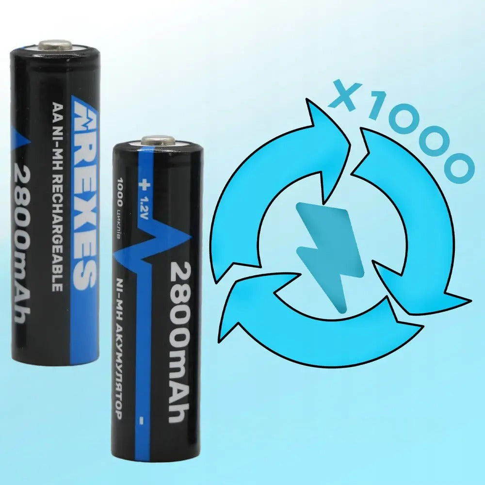 Акумулятор пальчиковий АА, 2800mAh, 1,2v (1 шт) Arexes / Батарейка акумуляторна / Батарейка АА