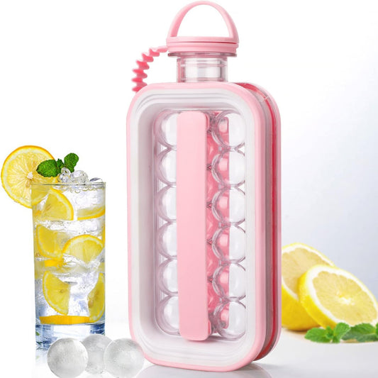 Силіконова форма для льоду на 17 кульок ICE CUBE TRAY, Рожевий / Форма для круглого льоду / Пляшка для льоду