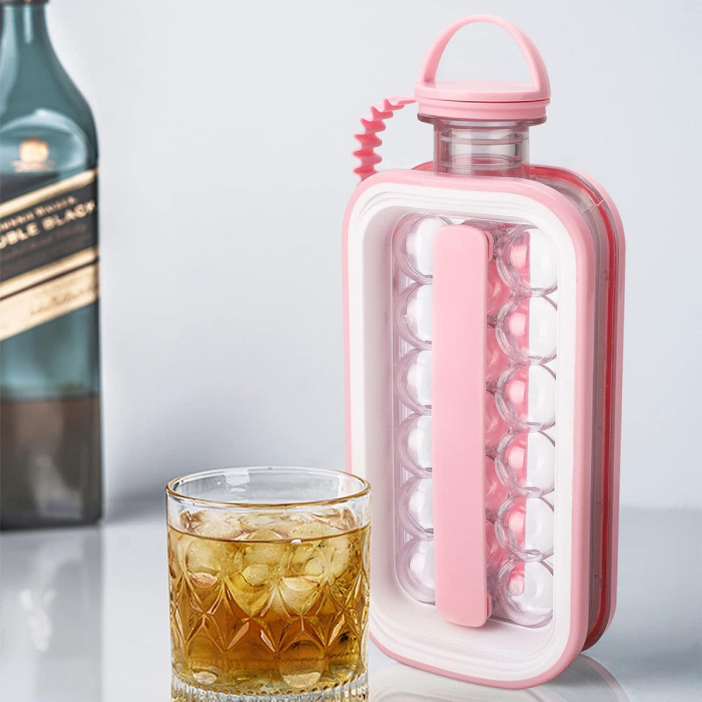 Силіконова форма для льоду на 17 кульок ICE CUBE TRAY, Рожевий / Форма для круглого льоду / Пляшка для льоду