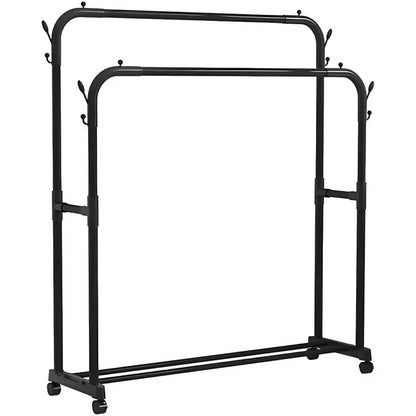 Підлогова вішалка для одягу, 143х96х42 см / Подвійна стійка для одягу / Вішалка з полицею для взуття