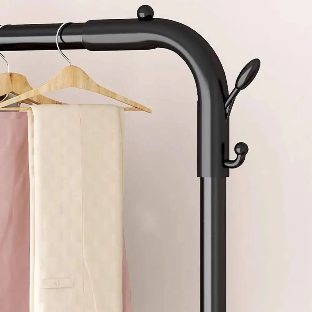 Підлогова вішалка для одягу, 143х96х42 см / Подвійна стійка для одягу / Вішалка з полицею для взуття