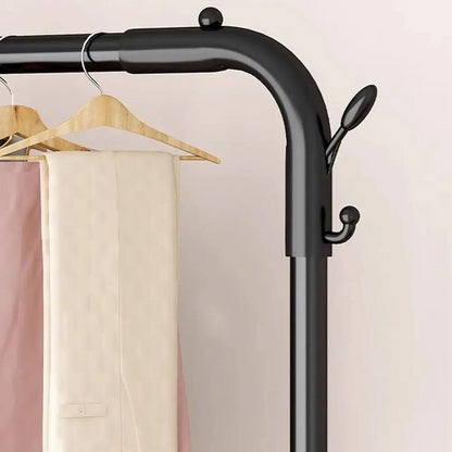 Підлогова вішалка для одягу, 143х96х42 см / Подвійна стійка для одягу / Вішалка з полицею для взуття